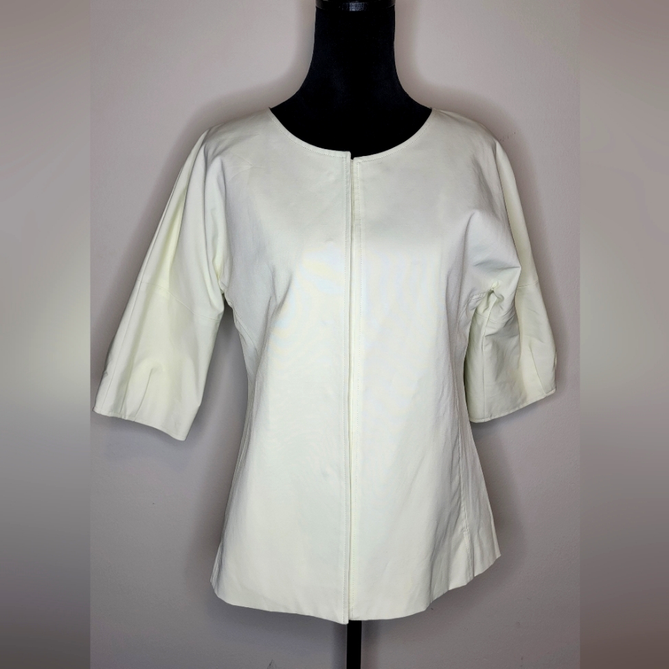 Vertigo Paris Ivory 3/4 Sleeve Jacket Snap Closure Pleated Sleeve Xs Nwt